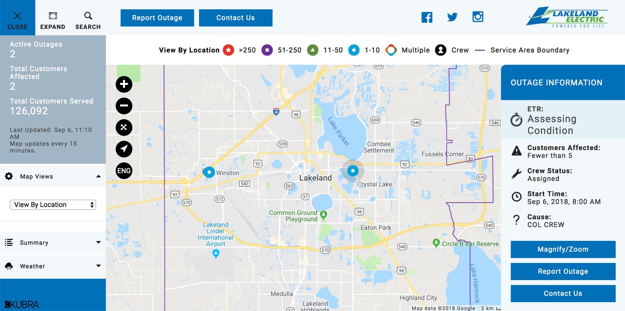 Lakeland Electric Power Outage Map Map VectorCampus Map